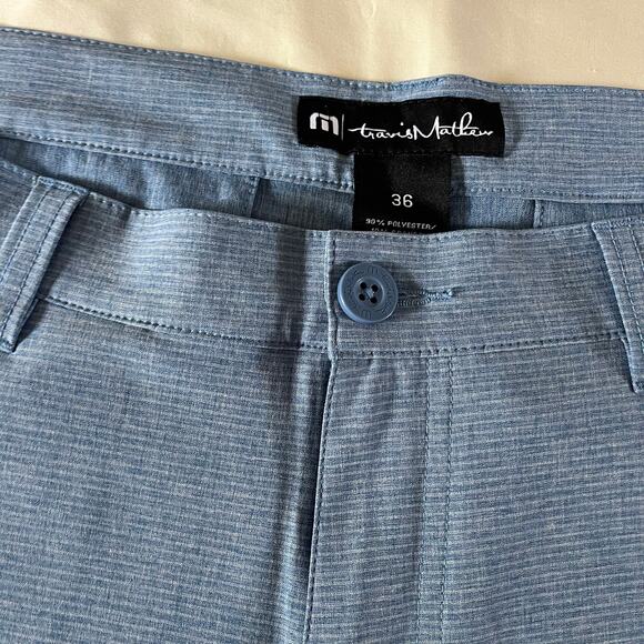 Travis Mathew Blue Microstripe Shorts Sz 36 10 Inch Inseam Golf - Picture 3 of 8